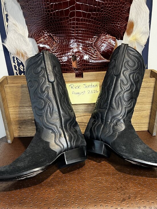 Liberty Boot Co. Black Calfskin Suede Triad Cowboy Boots in Men\'s Size 11.5D main image 10